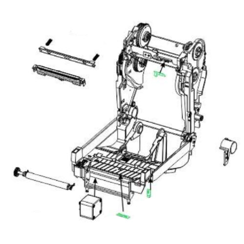 Print Mech./ Ribbon Carriage, Moveable Sensor 203 dpi (includes items below) P1073117-003